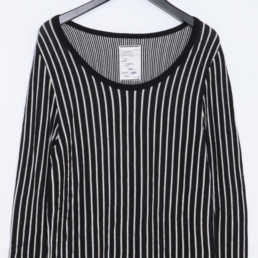 SHAREEF 15AW ストライプロングTシャツ サイズ3 ブラック 15715077 