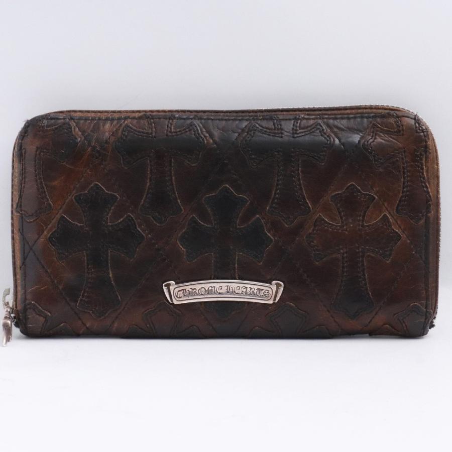 CHROME HEARTS セメタリークロスキルティングレザーロングウォレット 