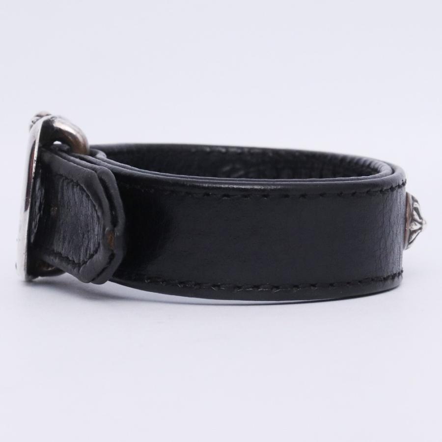 クロムハーツ ガンスリンガークロスボール レザーブレスレット　9 CHROME HEARTS ガンスリンガー クロスボール レザーブレスレット