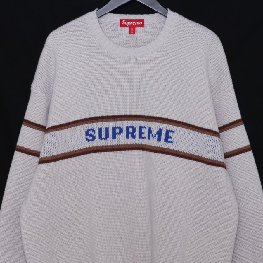 Supreme ストライプ ニットセーター SUPREME Chest Stripe Sweater XLサイズ グレー シュプリーム