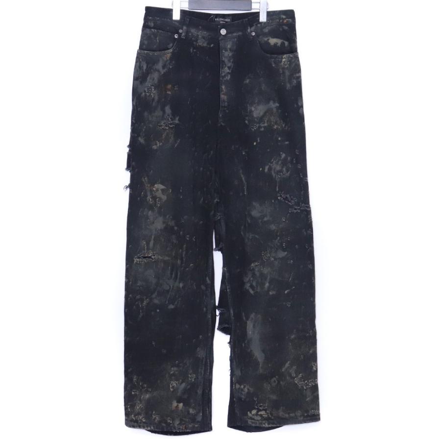 balenciaga 23ss デストロイ　バギーショーツ　カーゴパンツ BALENCIAGA SUPER DESTROYED BAGGY Sサイズ ブラック 745248 TBP47