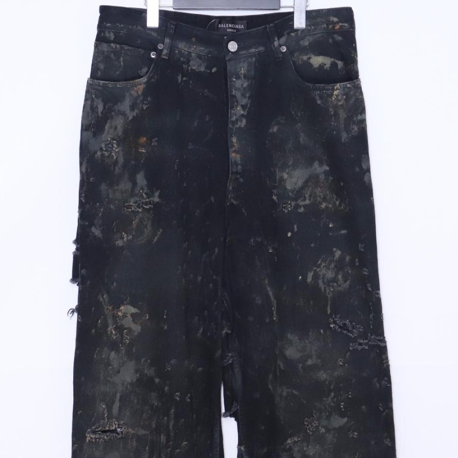 BALENCIAGA SUPER DESTROYED BAGGY Sサイズ ブラック 745248 TBP47