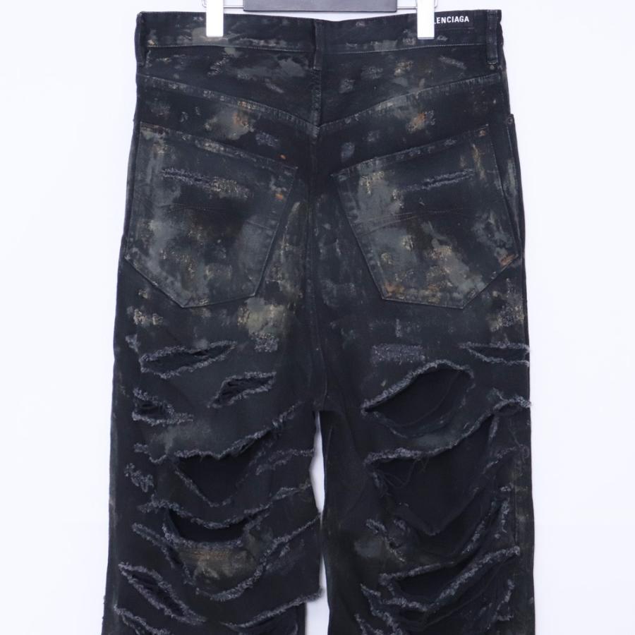 BALENCIAGA SUPER DESTROYED BAGGY Sサイズ ブラック 745248 TBP47