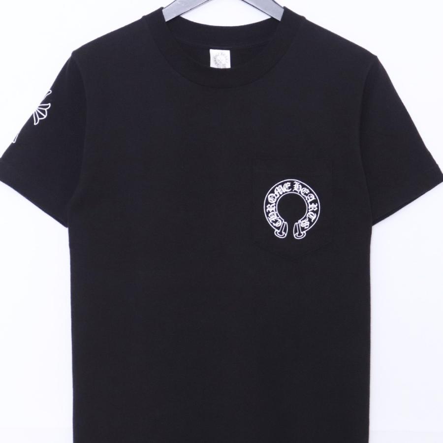 専用 クロムハーツ Tシャツ スクロールロゴ ブラックプリント オールドモデル CHROME HEARTS オールド スクロールラベルロゴ ホースシュー ポケットT
