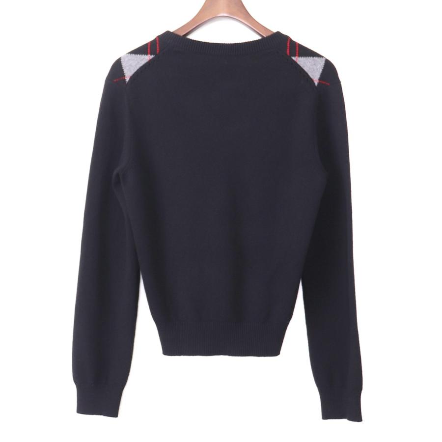 CELINE 20SS アーガイル Vネックセーター XS ブラック セリーヌ ニット 