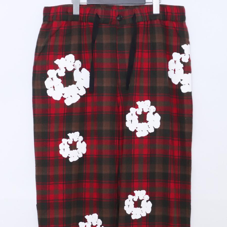 DENIM TEARS コットン リース パジャマ パンツ XLサイズ レッド デニム