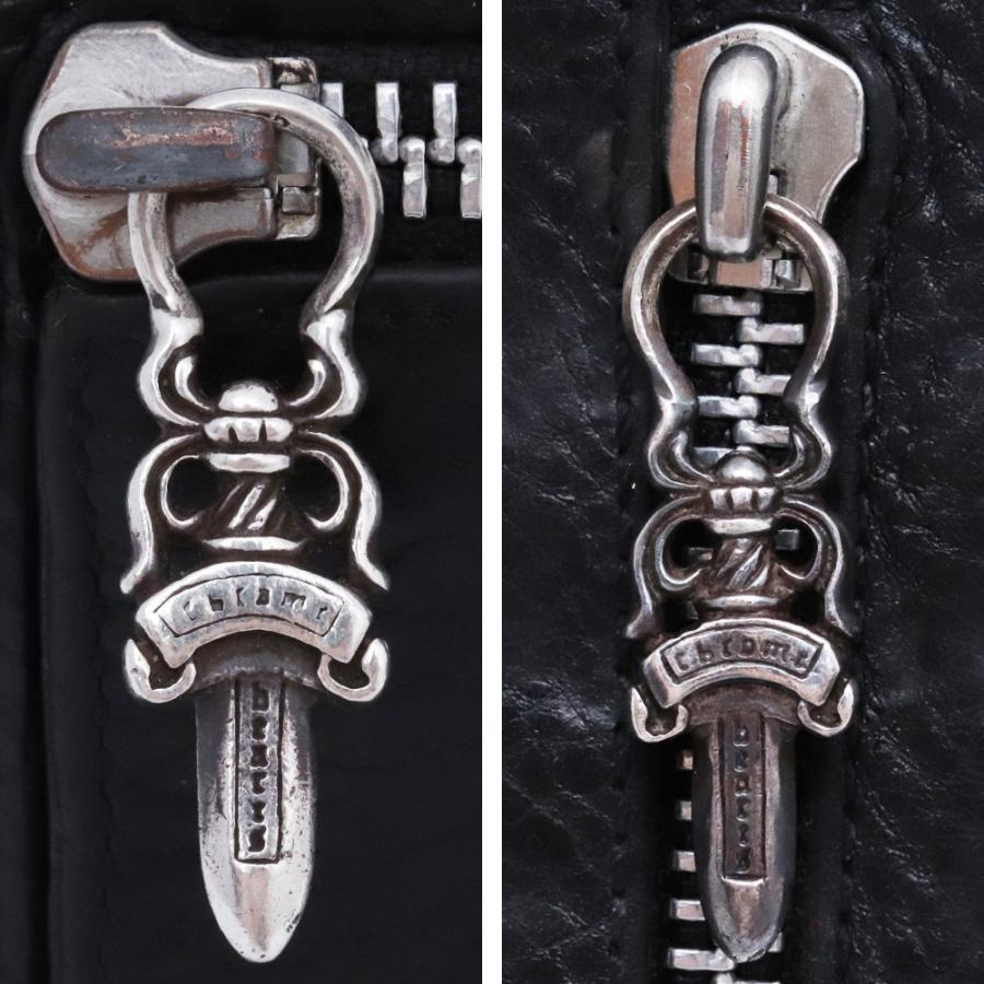 CHROME HEARTS WAVE ブラックレザー長財布 CHROME HEARTS クロムハーツ 長財布 メンズ Wallet クロスボタン