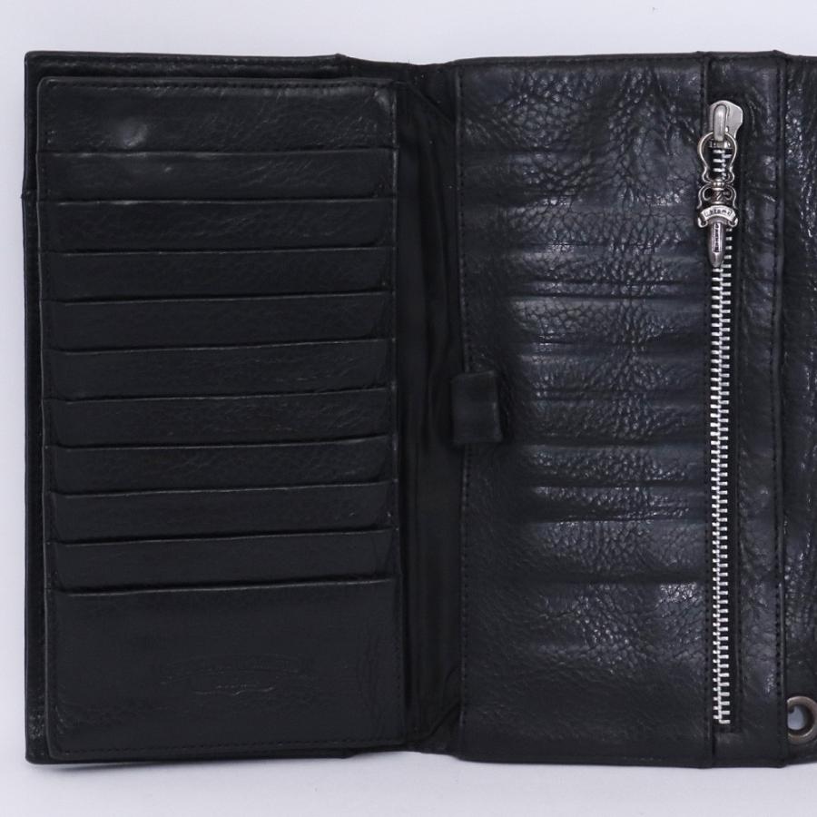 CHROME HEARTS WAVE ブラックレザー長財布 CHROME HEARTS ウェーブウォレット ブラック クロムハーツ