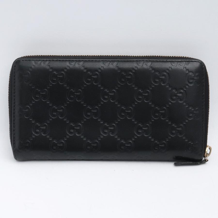 ✨美品✨グッチ　シマレザー　長財布　ロゴプレート　112724 ブラック GUCCI シマロゴプレートラウンドファスナー長財布 ブラック
