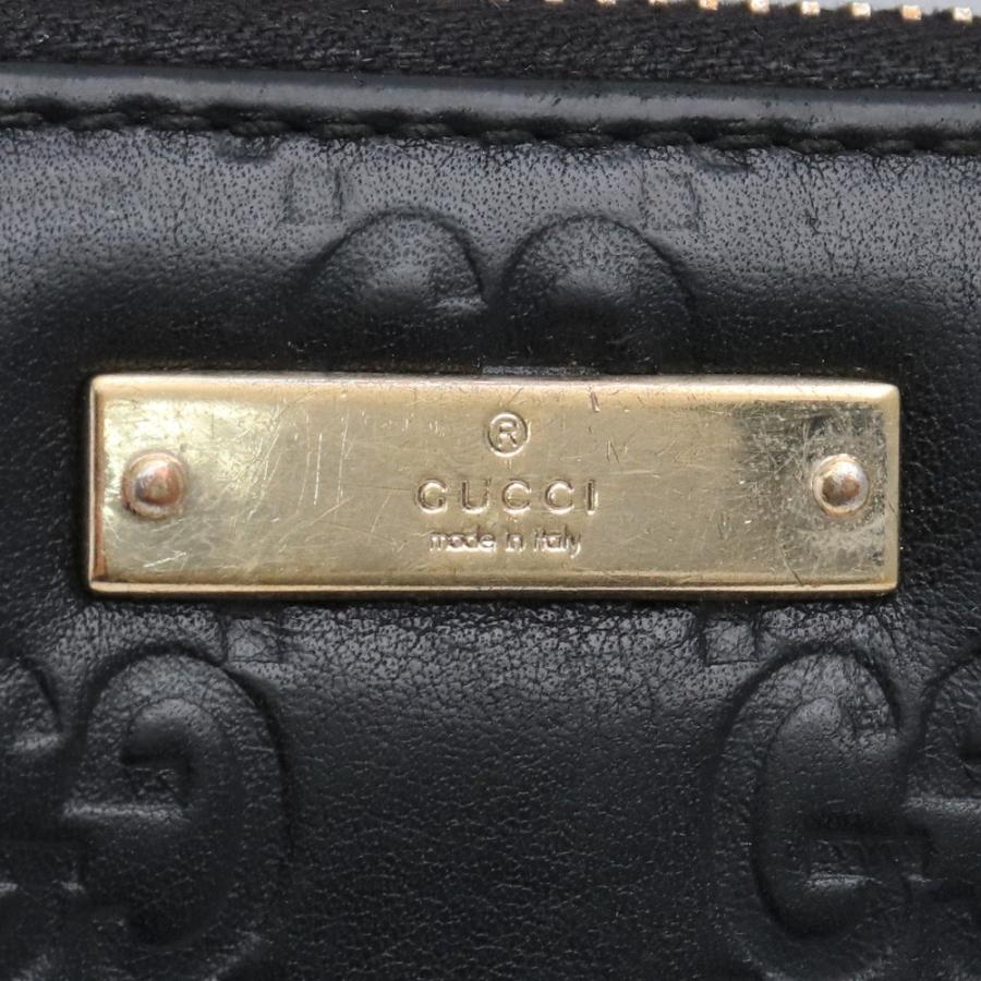 ✨美品✨グッチ　シマレザー　長財布　ロゴプレート　112724 ブラック GUCCI シマロゴプレートラウンドファスナー長財布 ブラック