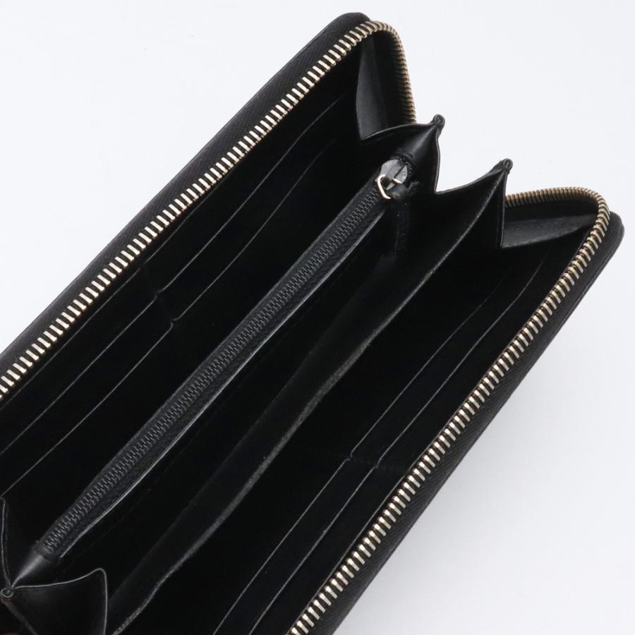 GUCCI シマロゴプレートラウンドファスナー長財布 ブラック