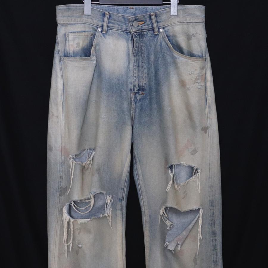 ANCELLM AGING CRASH SELVEDGE DENIM STRAIGHT 5P PANTS サイズ2 