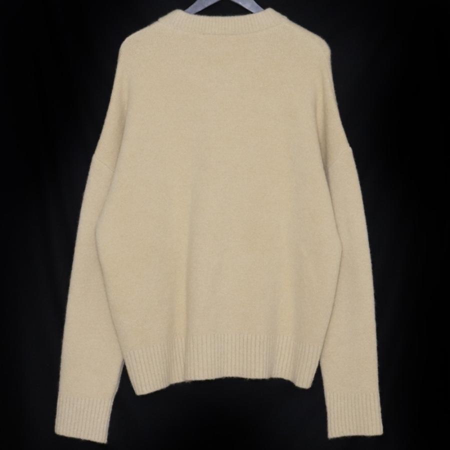 AMI PARIS ハートロゴクルーネックセーター Lサイズ ベージュ UKS025 