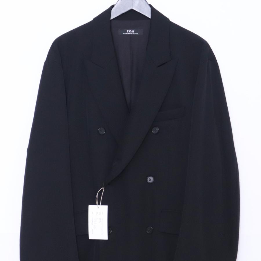 未使用 ESSAY Wool Double Breasted Jacket サイズ2 ブラック ES21J-01