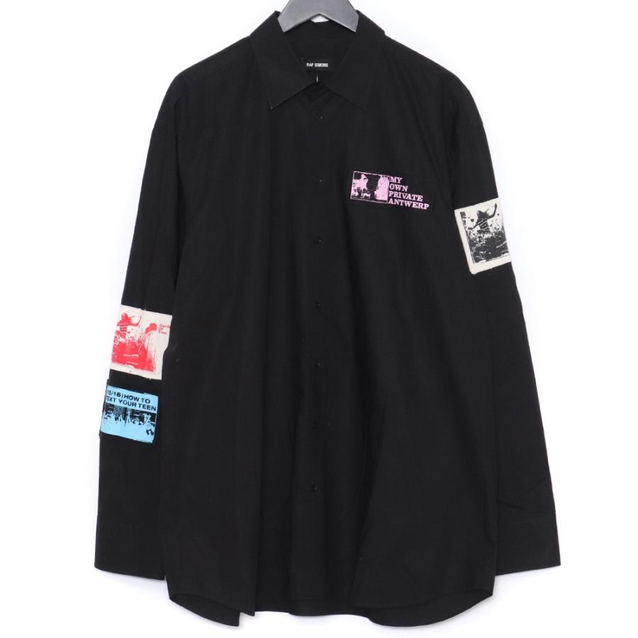RAF SIMONS パッチオーバーサイズ長袖シャツ サイズ46 ブラック  