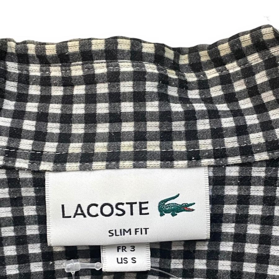 LACOSTE - ラコステ 長袖シャツ トップス ギンガムチェック 日本製 レディース 40サイズ 紺×白 LACOSTE LACOSTE ラコステ 長袖シャツ トップス ギンガムチェック 日本製