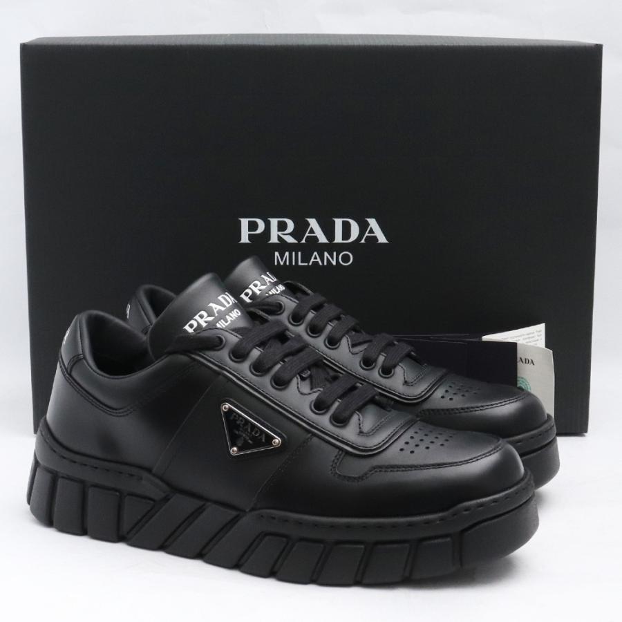 26cm相当 PRADA レザー スニーカー サイズ7 ブラック 2EE378 26cm相当 PRADA レザー スニーカー サイズ7 ブラック 2EE378