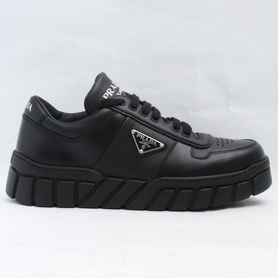 26cm相当 PRADA レザー スニーカー サイズ7 ブラック 2EE378 26cm相当 PRADA レザー スニーカー サイズ7 ブラック 2EE378