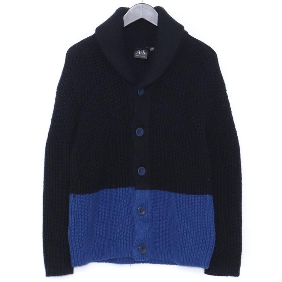 ARMANI EXCHANGE 2トーンショールカラーニットカーディガン Sサイズ 