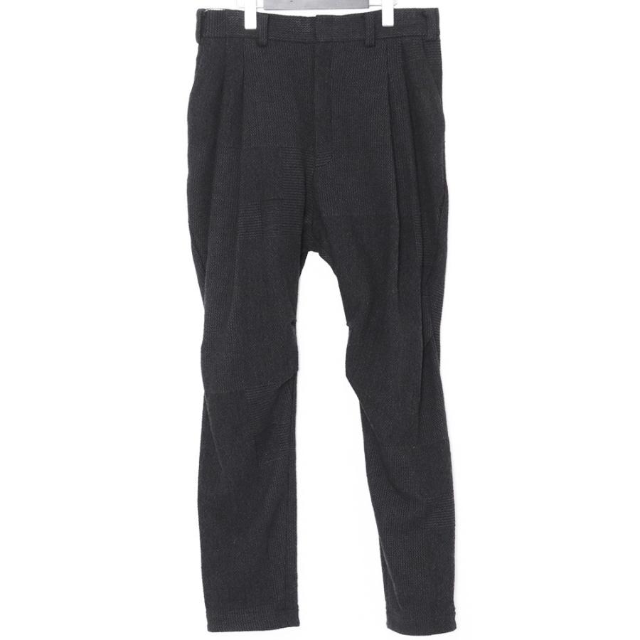 DEVOA crazy check Wool silk pants サイズ2 ブラック デヴォア