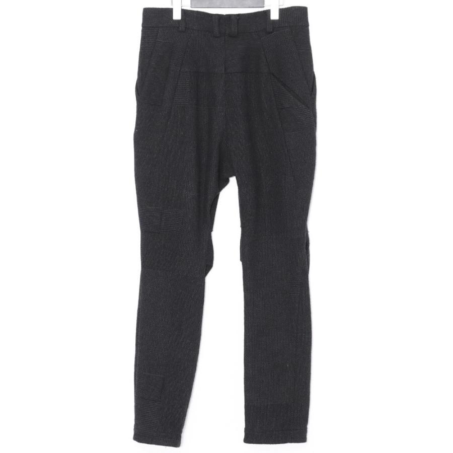 DEVOA crazy check Wool silk pants サイズ2 ブラック デヴォア