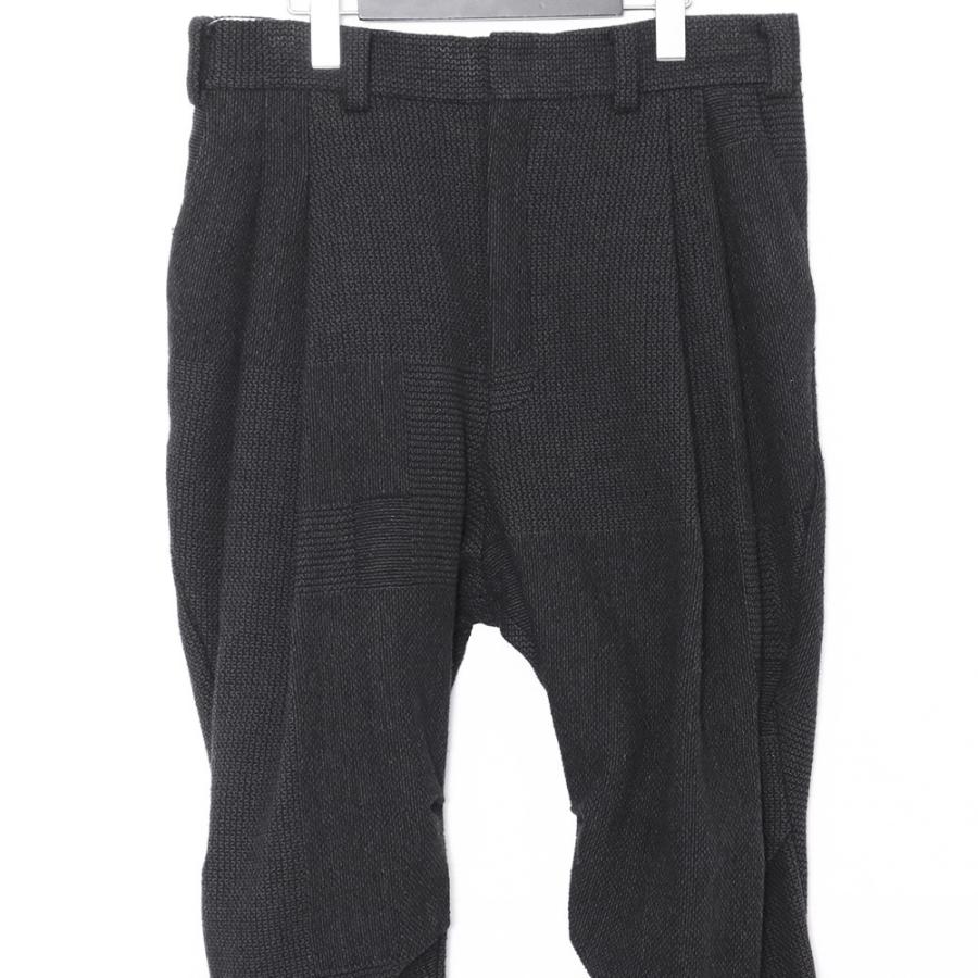 DEVOA crazy check Wool silk pants サイズ2 ブラック デヴォア 