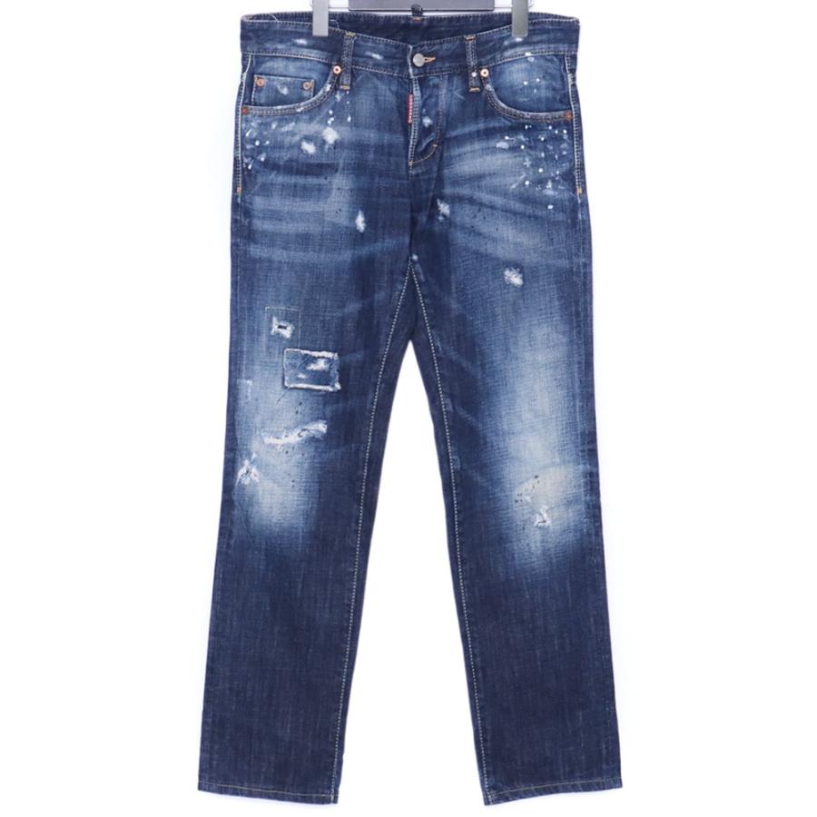 DSQUARED2 クラッシュデニムパンツ サイズ46 インディゴ S74LA0488 