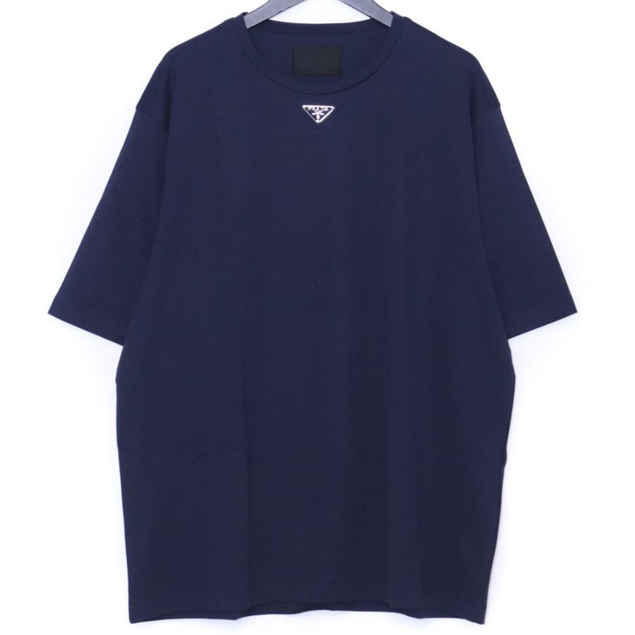 未使用 PRADA トライアングルロゴ Tシャツ XLサイズ ネイビー UJN861