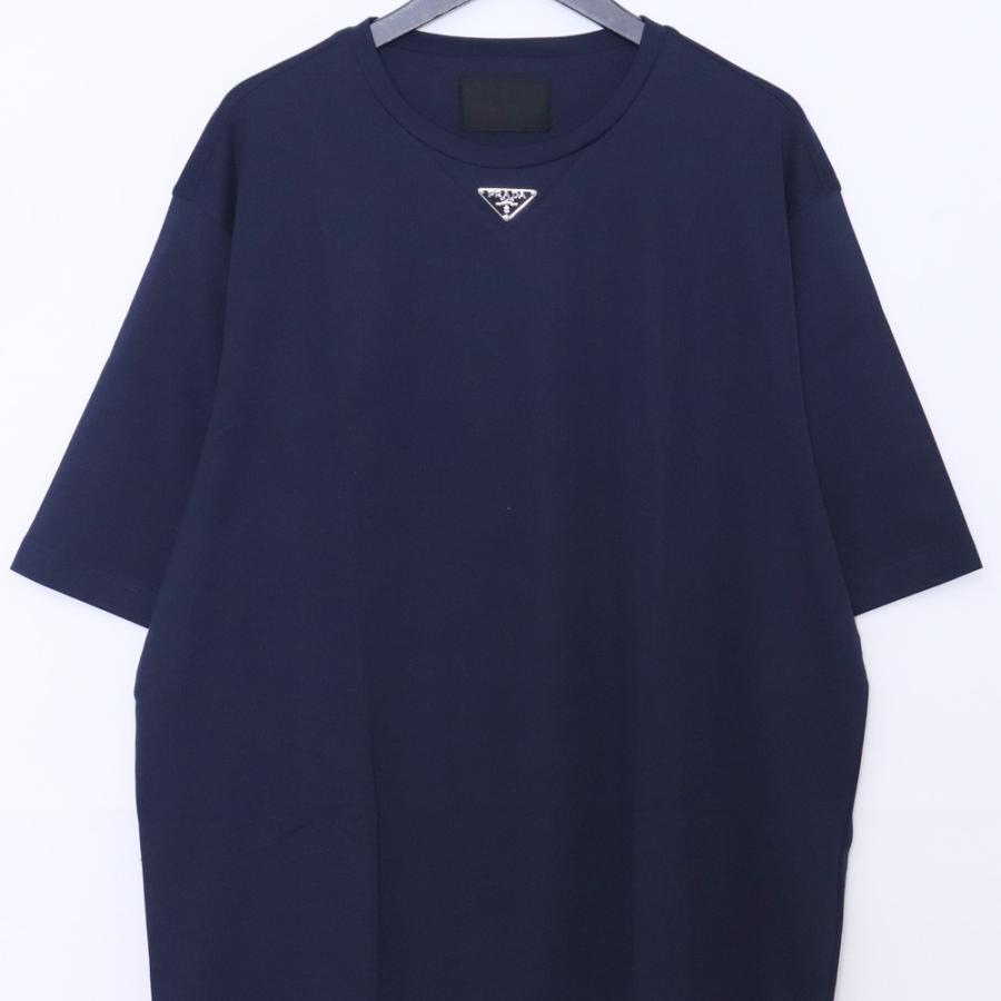 未使用 PRADA トライアングルロゴ Tシャツ XLサイズ ネイビー UJN861
