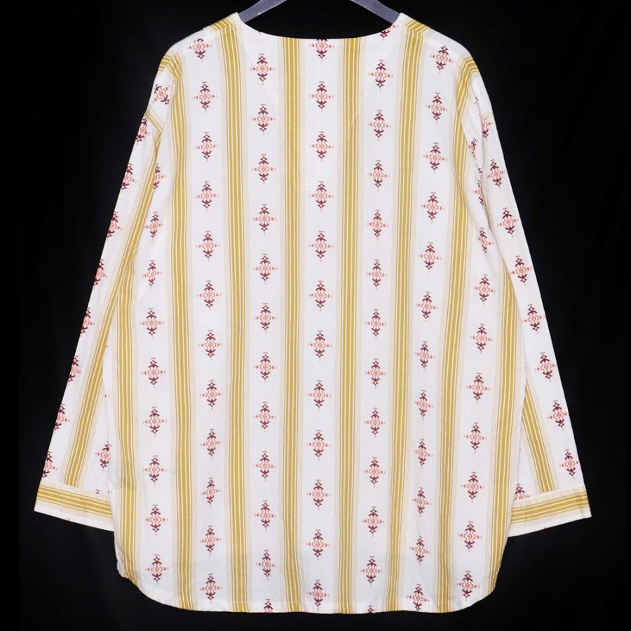 HOORSENBUHS Printed V-Neck Henley Mサイズ ホワイト × イエロー  