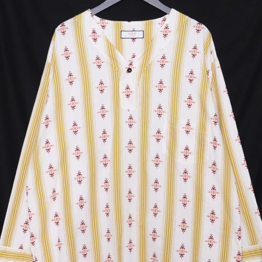 HOORSENBUHS Printed V-Neck Henley Mサイズ ホワイト × イエロー  