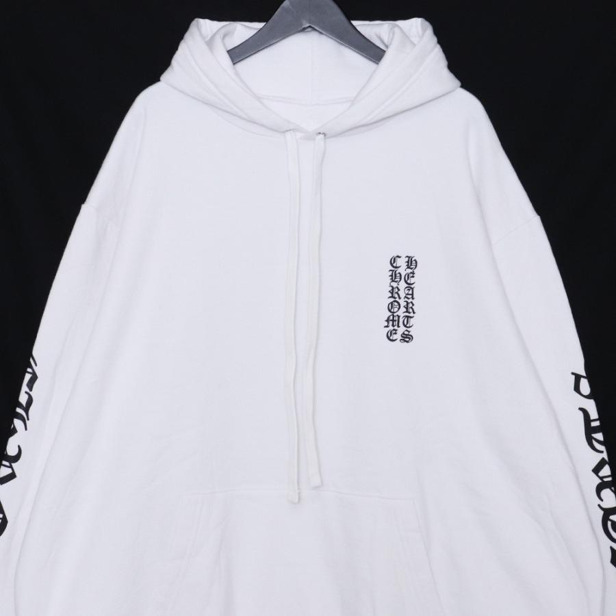 未使用 CHROME HEARTS フロントアームロゴプルオーバーパーカー XXLサイズ ホワイト クロムハーツ スウェット フーディー SWSHRT PLVRの画像