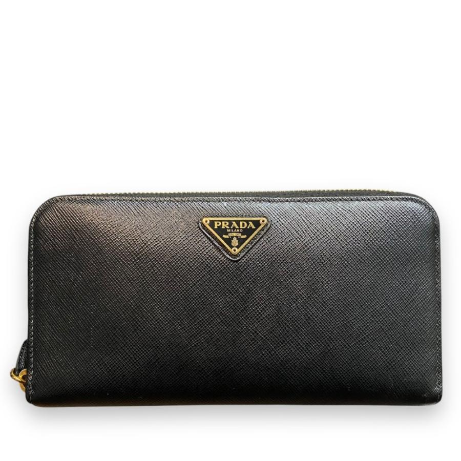 PRADA SAFFIANO TRIANG PORTAFOGLIO LAMPO WALLET プレート付き 長財布 