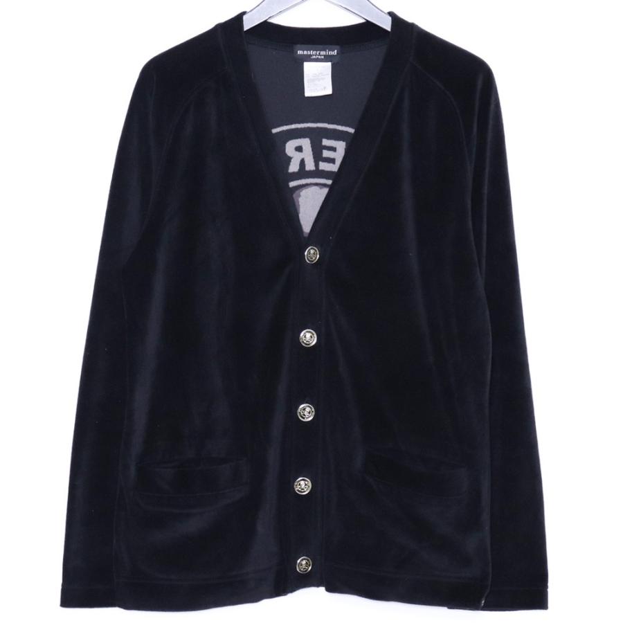 MASTERMIND JAPAN サークルロゴベロアカーディガン Sサイズ ブラック