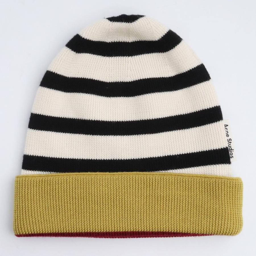 Acne studios  ニット帽　正規品 ACNE STUDIOS ボーダーニットキャップ ホワイト ブラック SP-UX