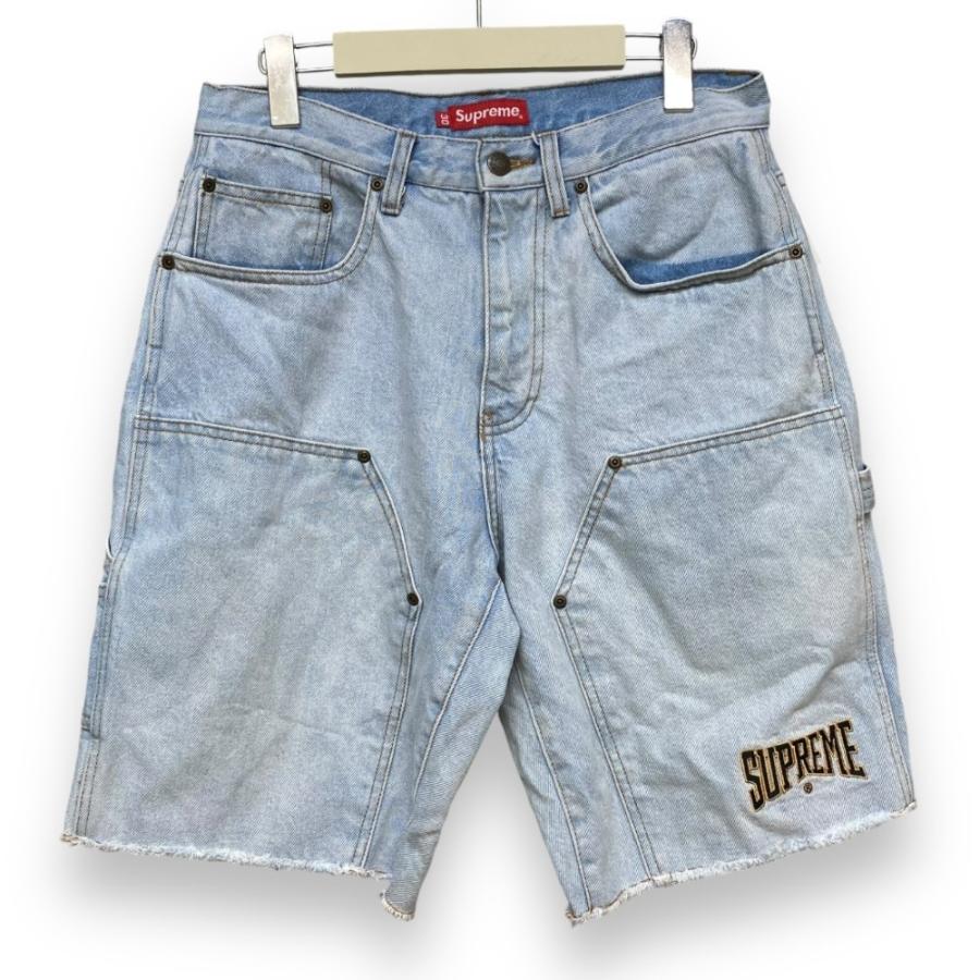 SUPREME 22SS Cutoff Double Knee Denim Painter Short Washed Blue 