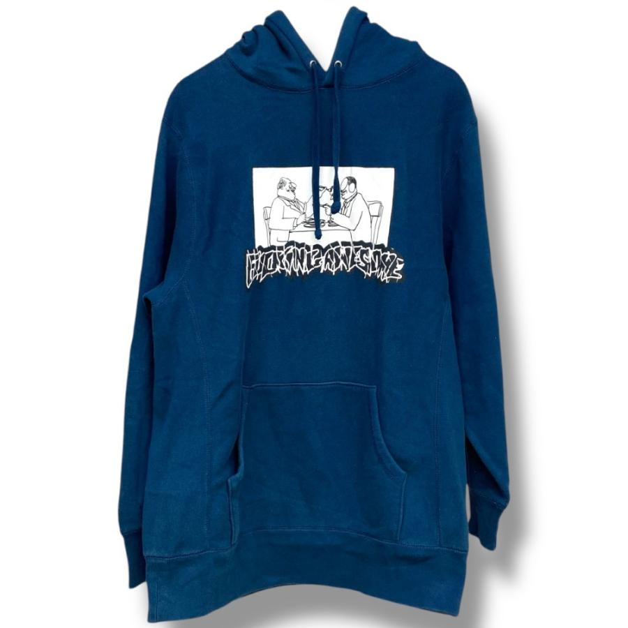 FUCKING AWESOME フロントプリントパーカー フーディー Lサイズ ブルー