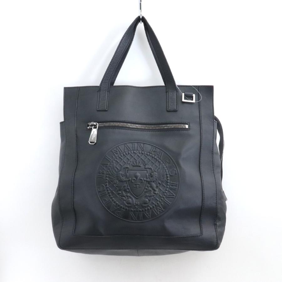 BALMAIN レザートートバッグ ブラック バルマン leather tote bag ロゴ