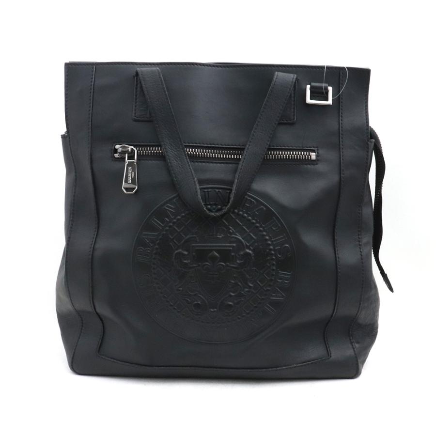 BALMAIN レザートートバッグ ブラック バルマン leather tote bag ロゴ