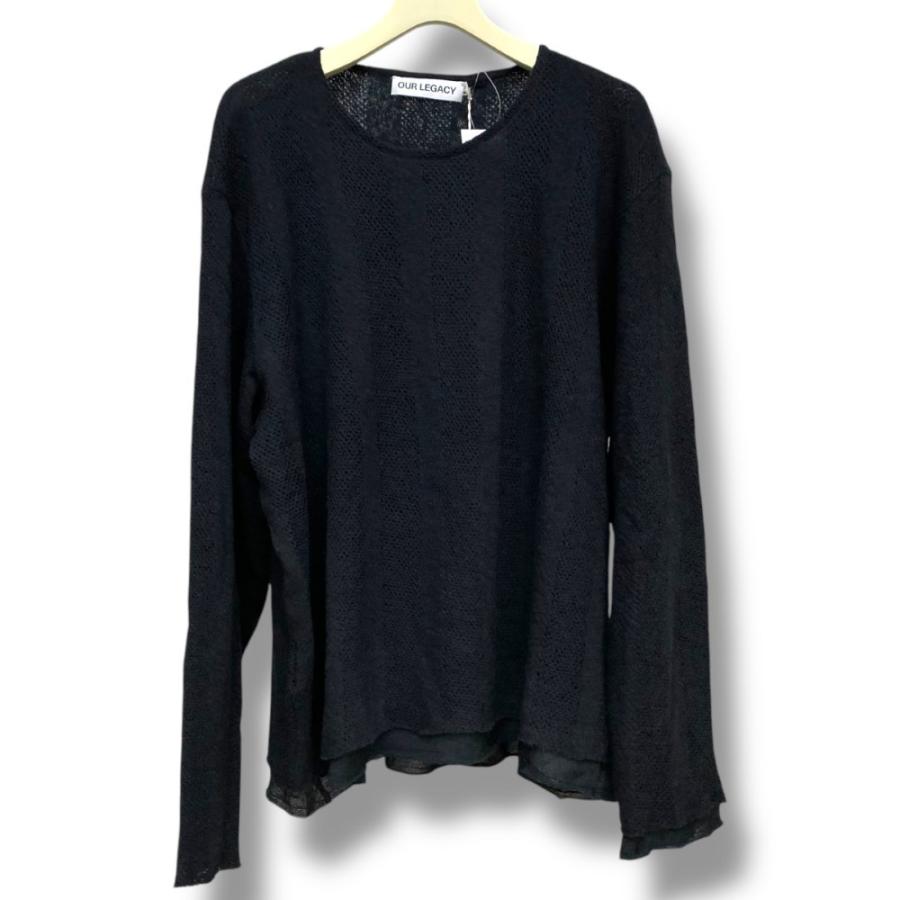OUR LEGACY 24AW DOUBLE LOCK LONGSLEEVE Black Crochet Stripe チャン
