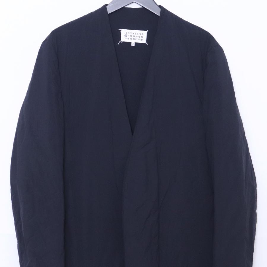 MAISON MARGIELA RECYCLE PADDED JACKET サイズ48 ネイビー S50BN0449 S49986 メゾンマルジェラ ノーカラー中綿テーラードジャケット カラーレス