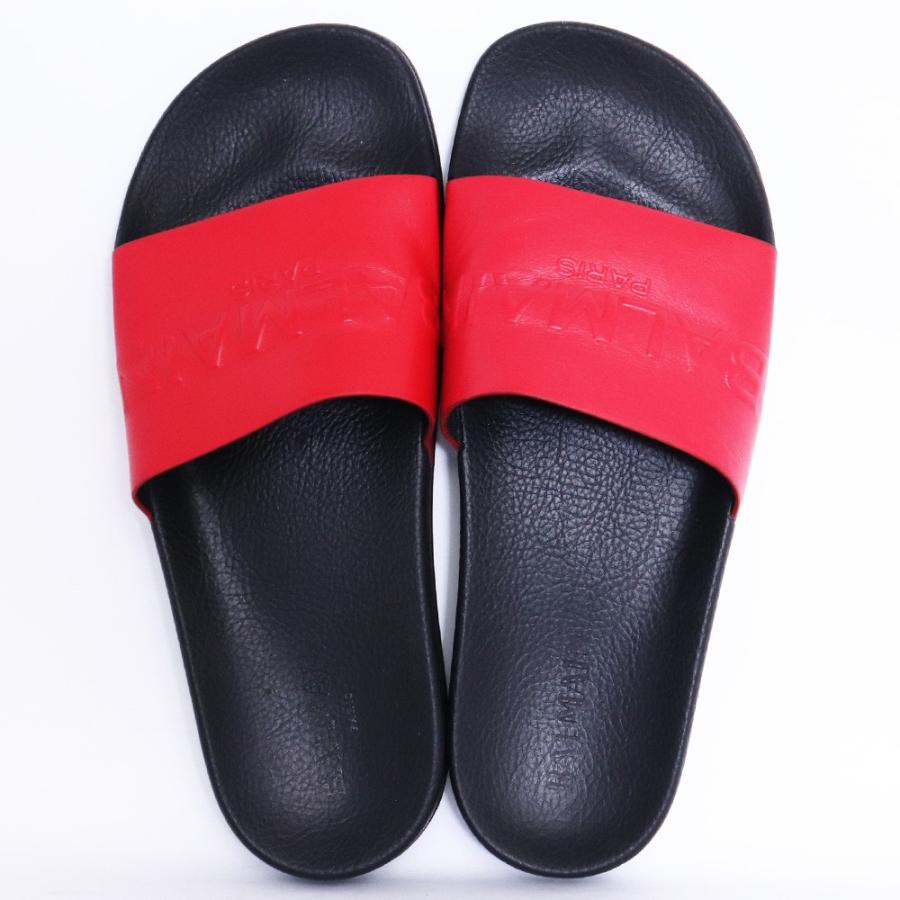 BALMAIN Logo Sliders サイズ41 ブラック レッド バルマン ロゴ