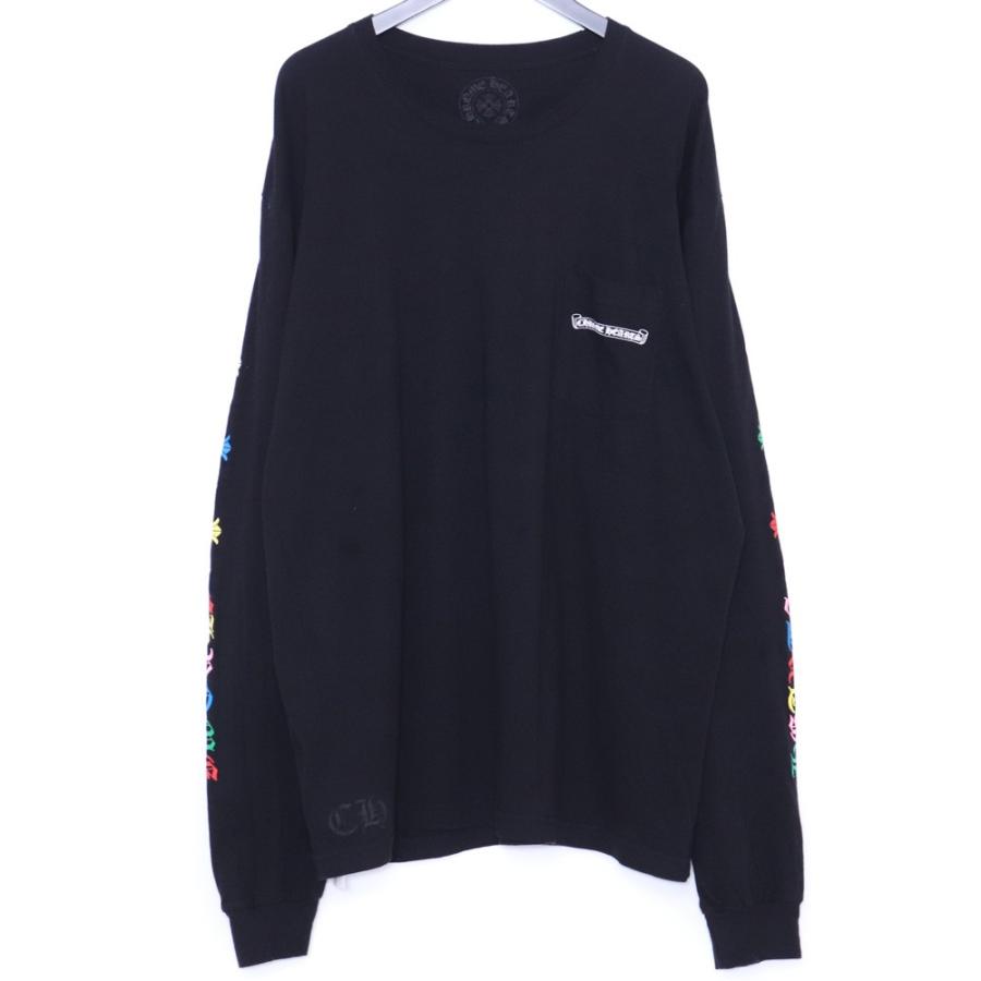 【N.】 CHROME HEARTS 長袖カットソー 黒 マルチカラー CHROME HEARTS マルチカラーセメタリークロスロングスリーブTシャツ