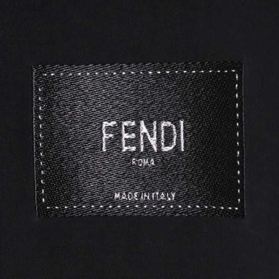 FENDI ロゴラベルコットンTシャツ Lサイズ ブラック FY0894 A9RL