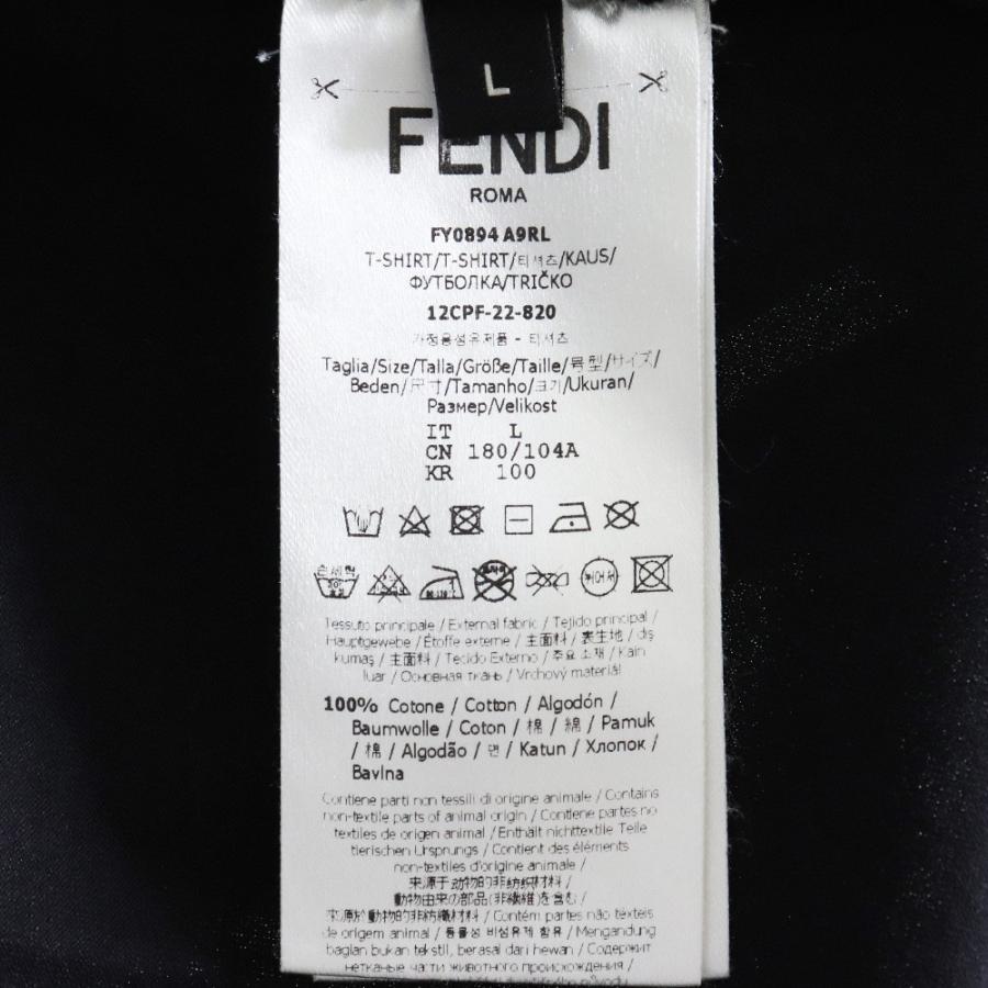 FENDI ロゴラベルコットンTシャツ Lサイズ ブラック FY0894 A9RL