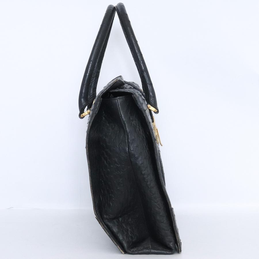 OSTRICH レザーバッグ ブラック オーストリッチ トートバック ハンド