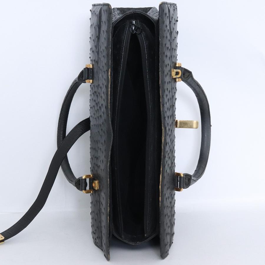 OSTRICH レザーバッグ ブラック オーストリッチ トートバック ハンド