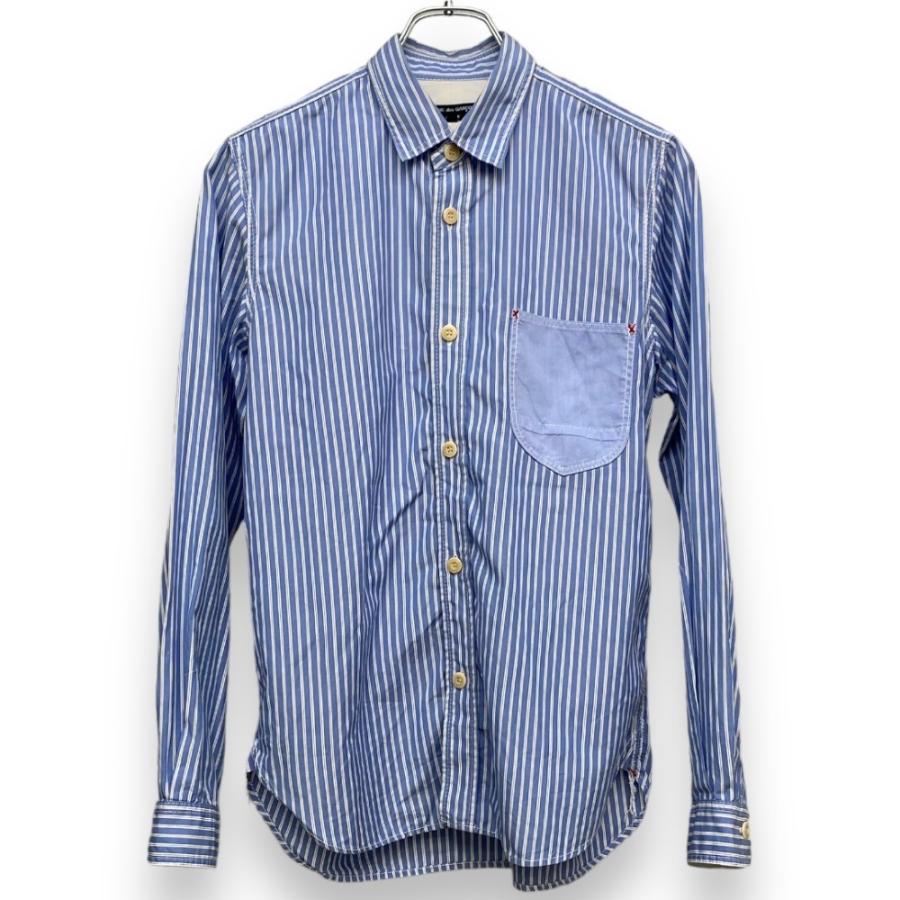 希少コムデギャルソンシャツXS ニットベストドッキングストライプシャツ