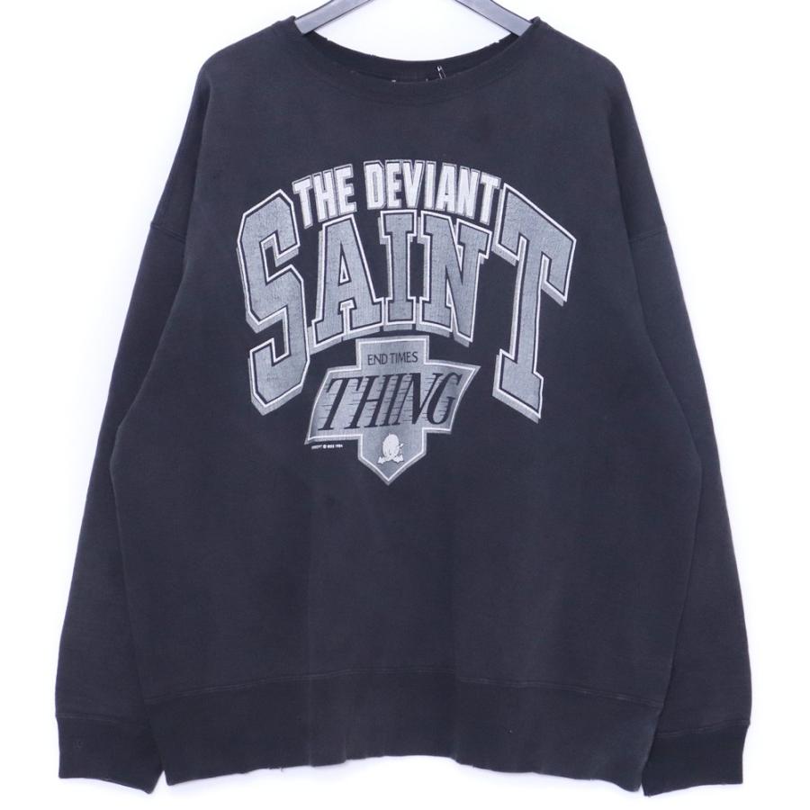 SAINT MICHAEL CREW NECK SWEAT THE DEVIANT XLサイズ ブラック SM-HR8