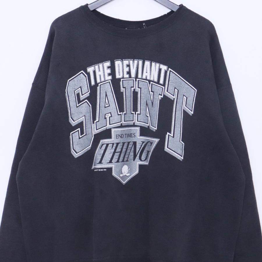 SAINT MICHAEL セントマイケル スウェット XL SAINT MICHAEL CREW NECK SWEAT THE DEVIANT XLサイズ ブラック SM-HR8